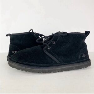 UGG Neumel Black Suede Leather Shearling Lace Up Warm Cozy Chukka Ankle Boots